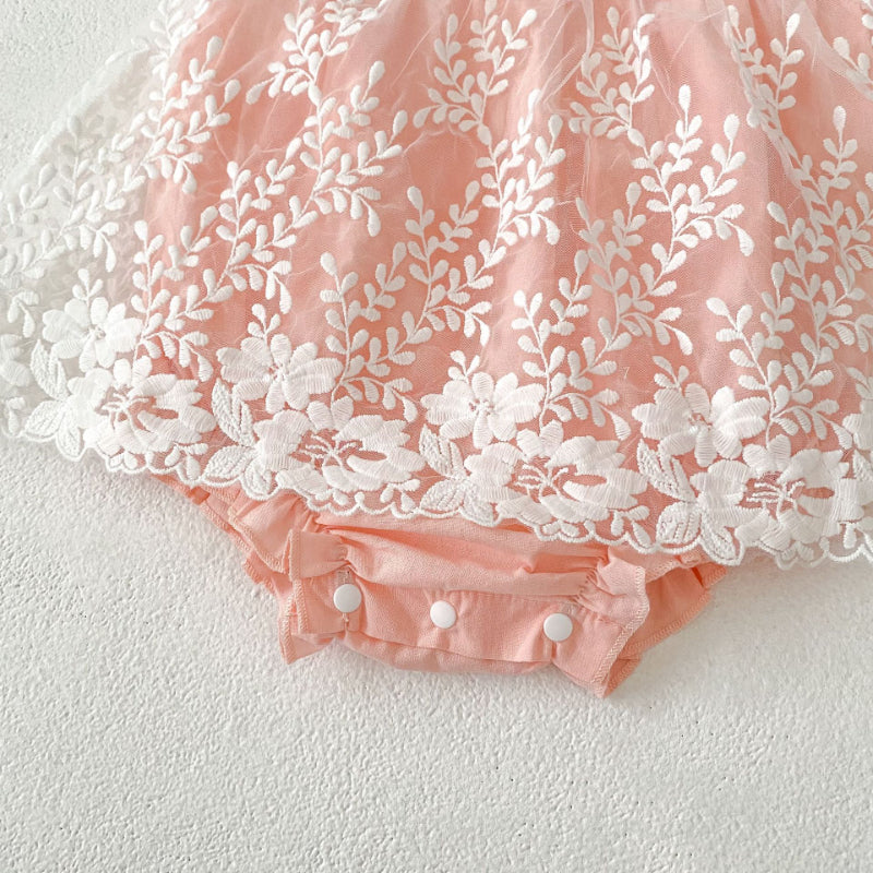 【BABY】夏新作 刺繍ソフトチュールロンパースSK081605
