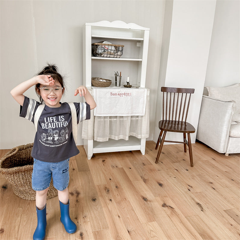 【BABY&KID】夏新作 英字カートゥーン柄プリントTシャツSK091614
