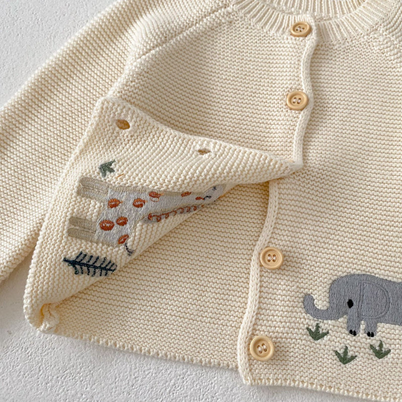 【BABY】キリン&ゾウ刺繍ニットカーディガンSK102408