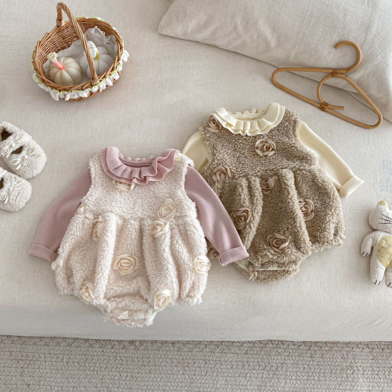 【BABY】冬新作立体フラワーロンパースSK102512