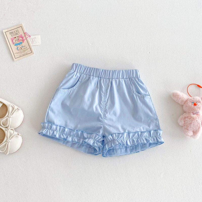 【BABY&KID】夏新作 ニットフリル袖Tシャツ、ョートパンツSK080615