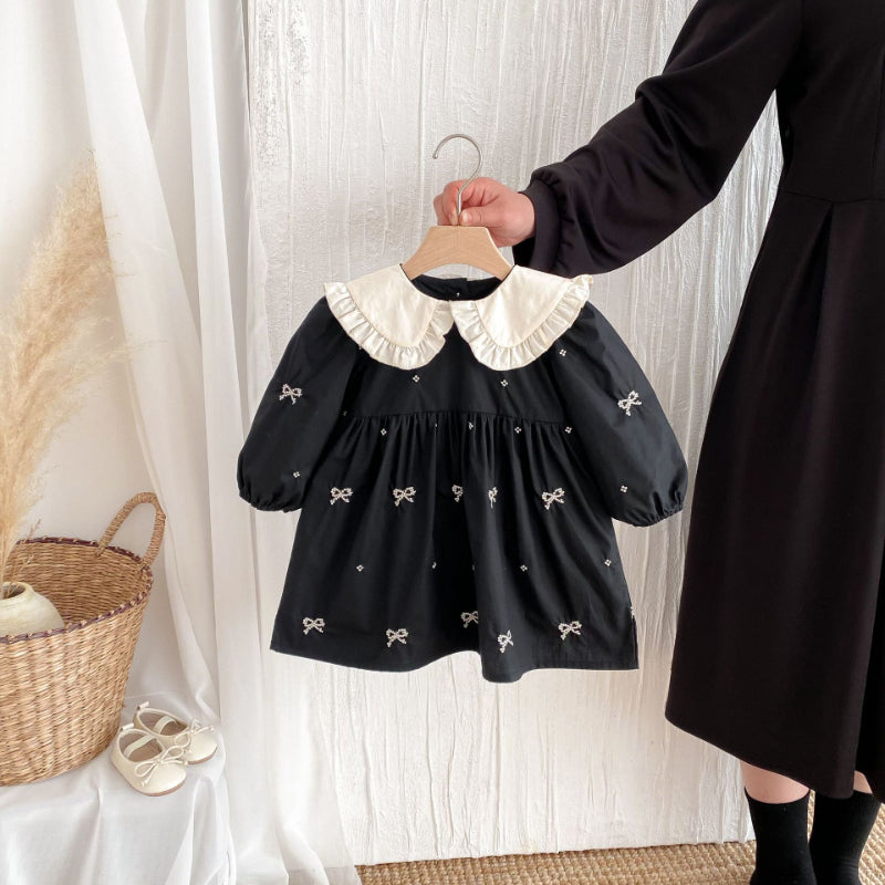 【BABY&KID】レトロ刺繍蝶結びワンピースSK011026