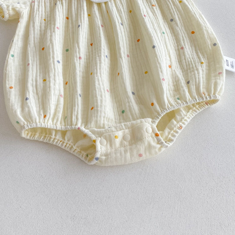 【BABY】夏新作 うさぎ刺繍ドットロンパースSK092606