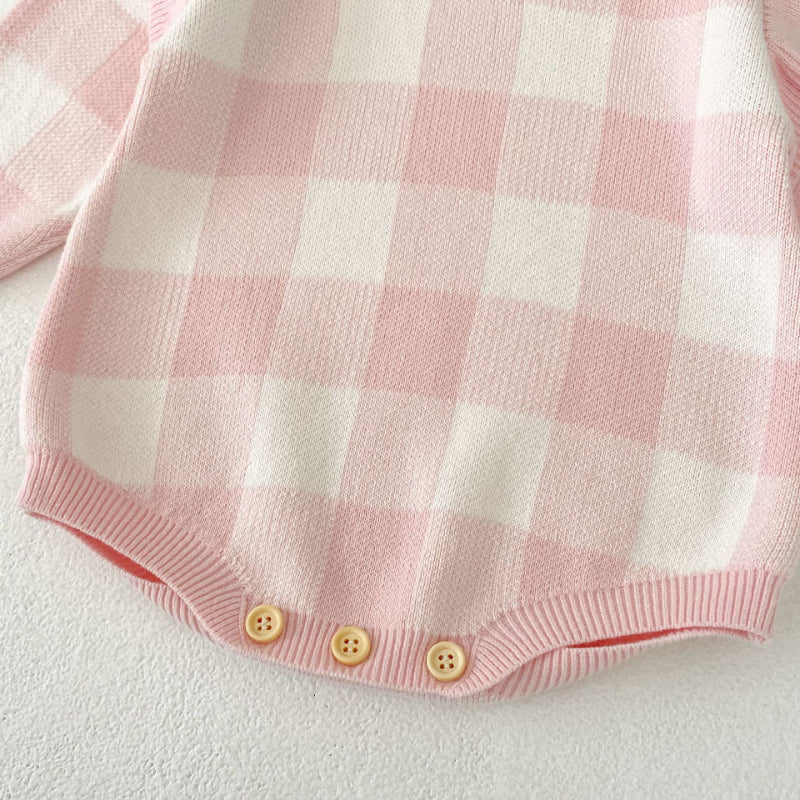【BABY】チェックフリル袖ロンパースSK100603