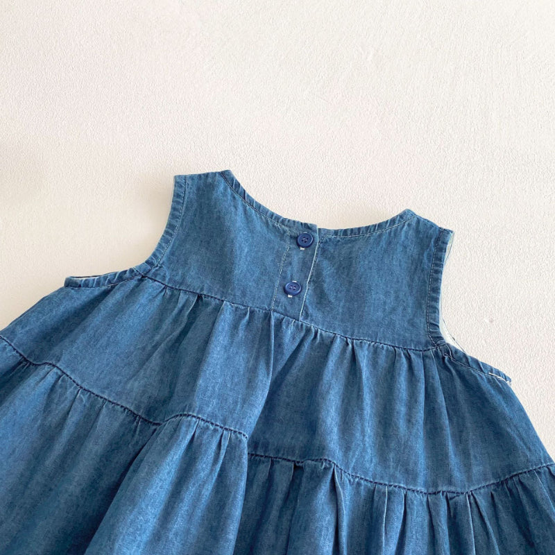 【BABY&KID】夏新作 ノースリーブリボンデニムワンピースSK070504