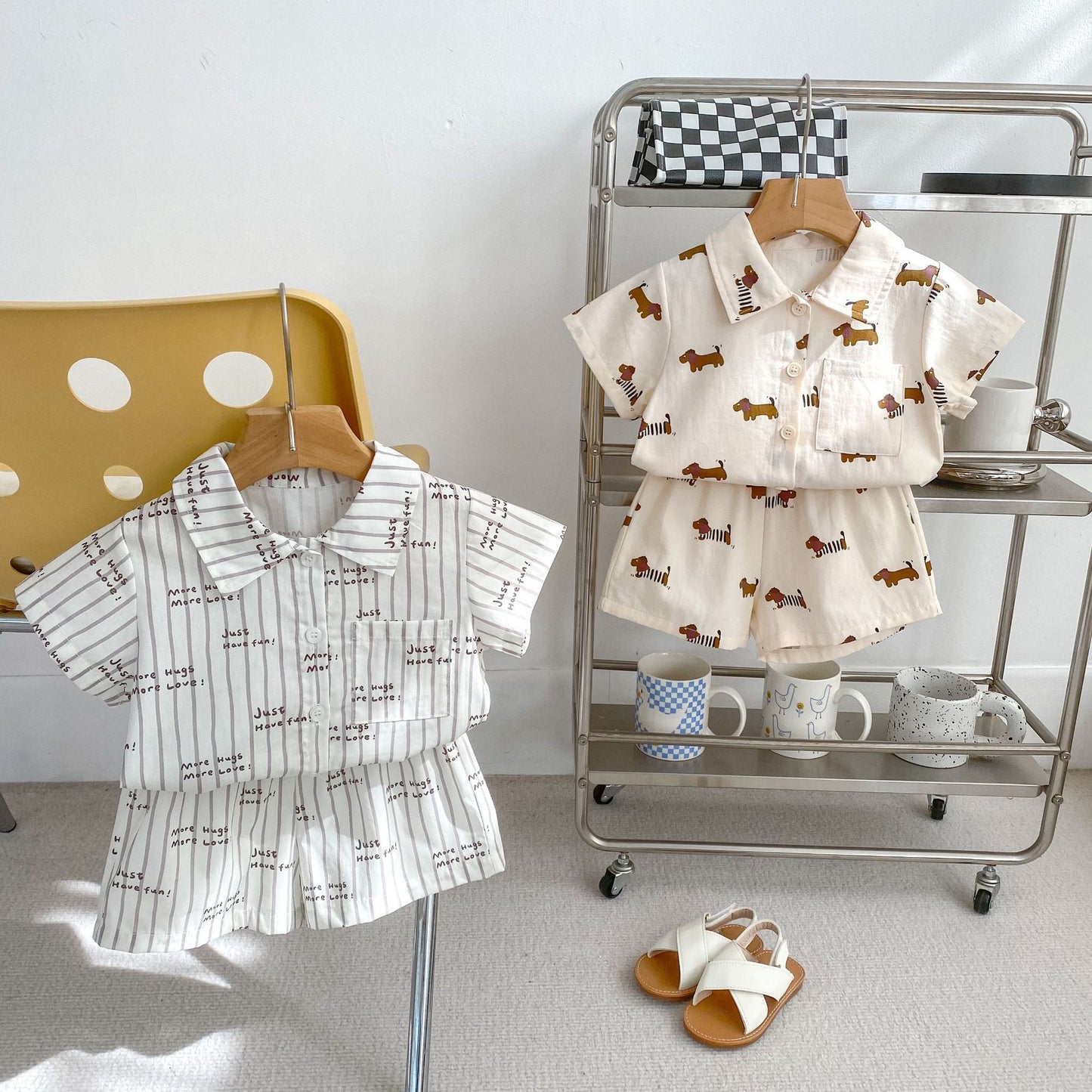 【BABY&KID】夏新作 ストライプ、ペット柄セットアップSK061804