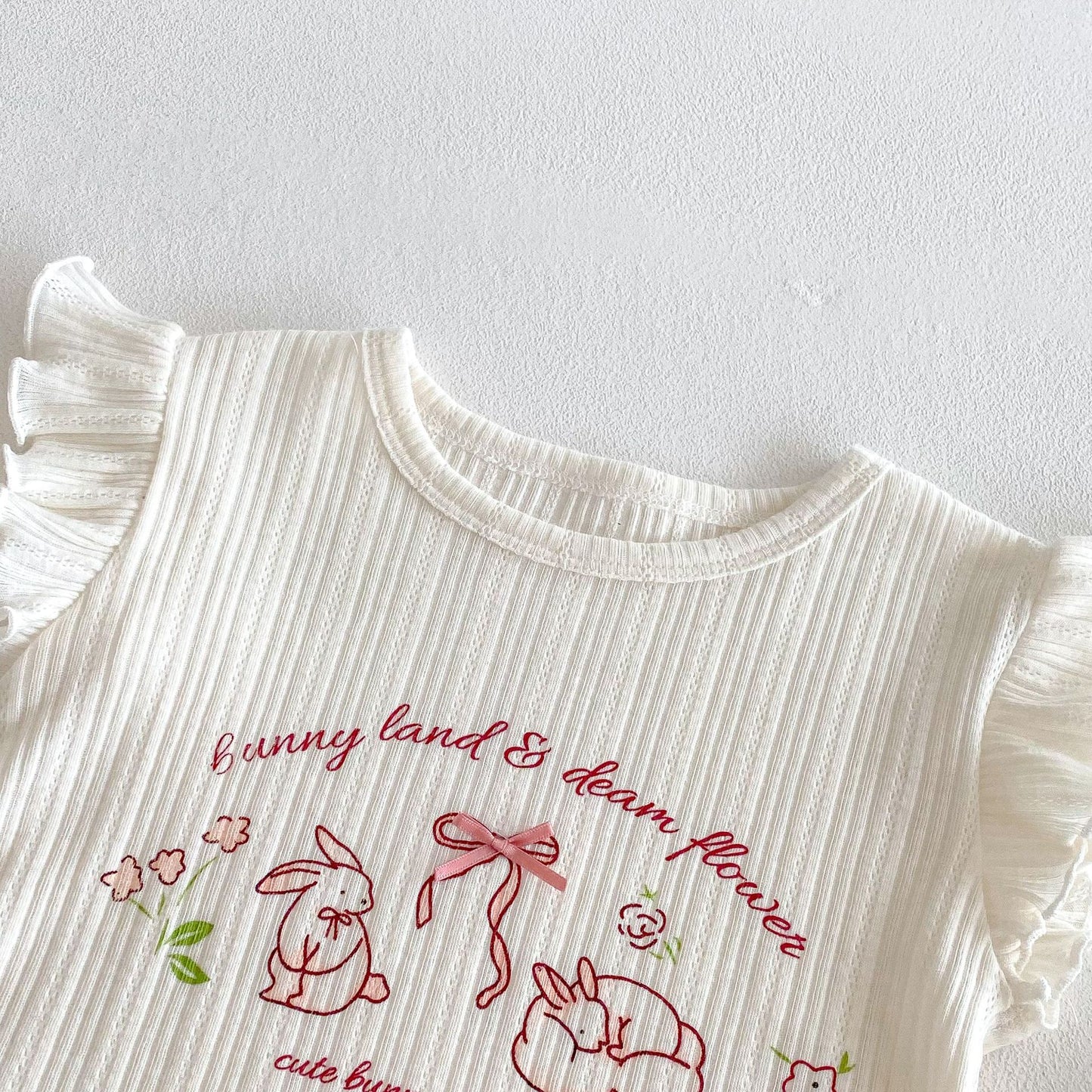 【BABY&KID】夏新作 うさぎプリントトップス、チェックショートパンツSKO71218