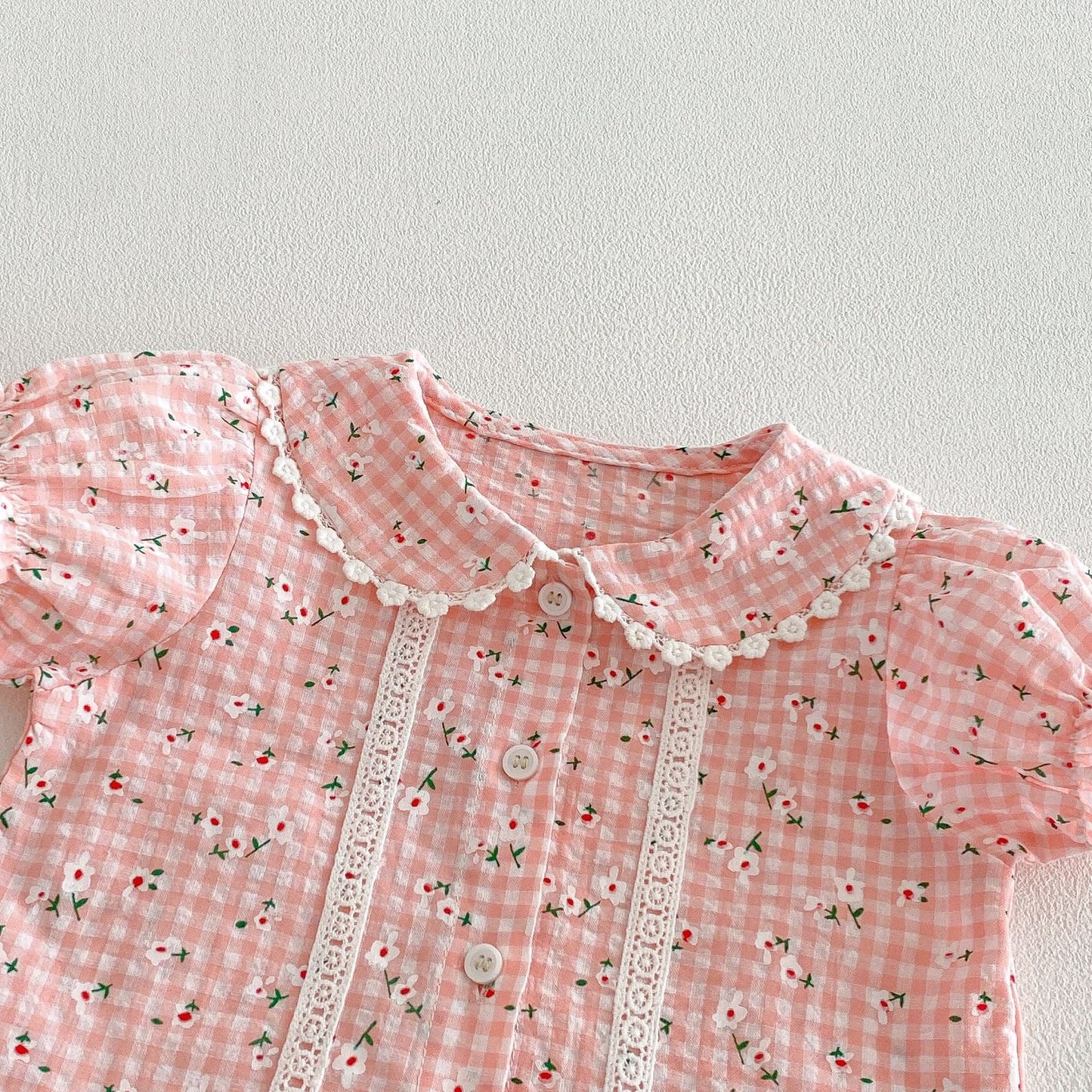 【BABY&KID】夏新作小花柄レースフリルシャツ、パンツSK105022