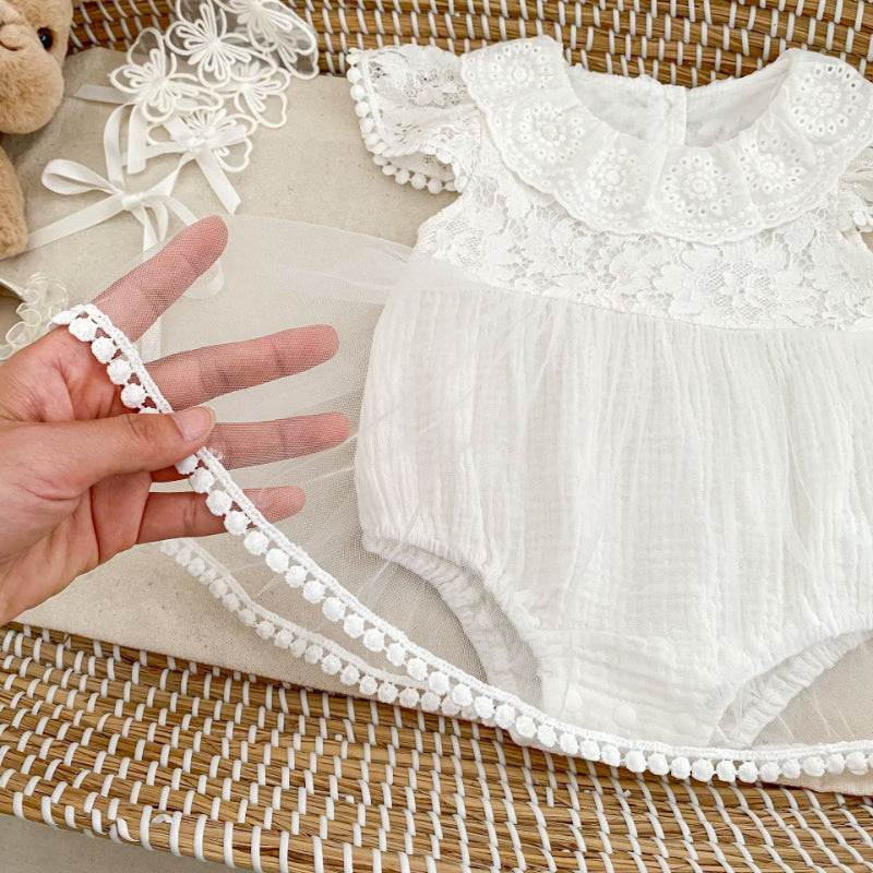 【BABY】夏新作 フラワー刺繍ロンパースSK080101