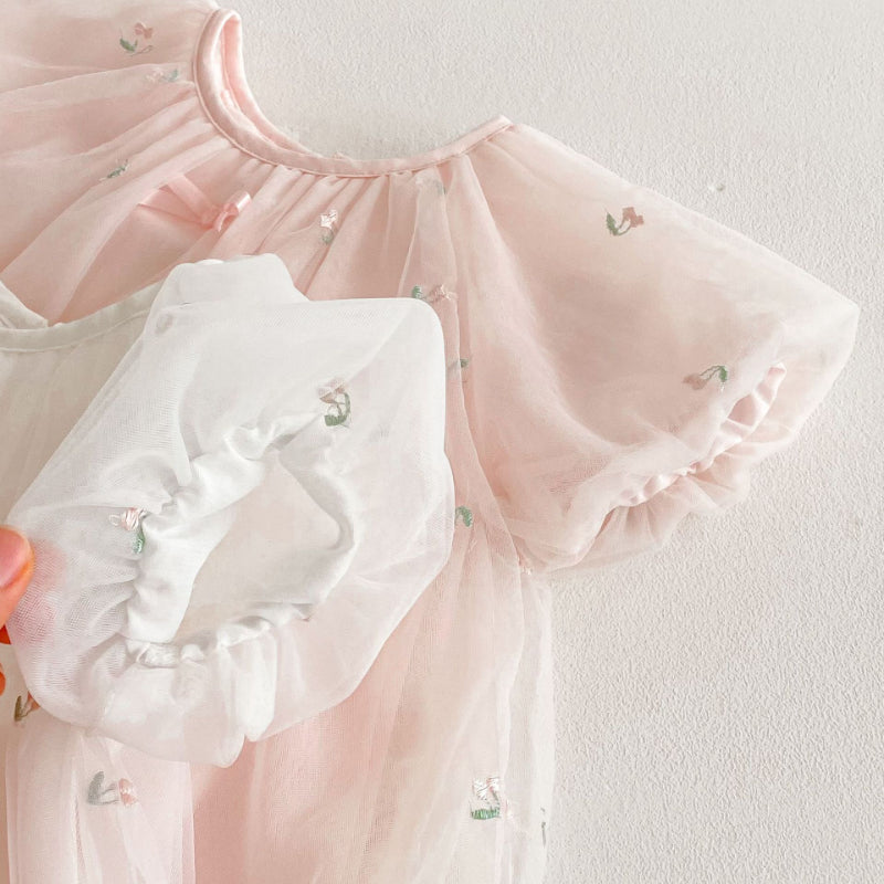 【BABY&KID】夏新作 メッシュ刺繍ワンピースSK070512