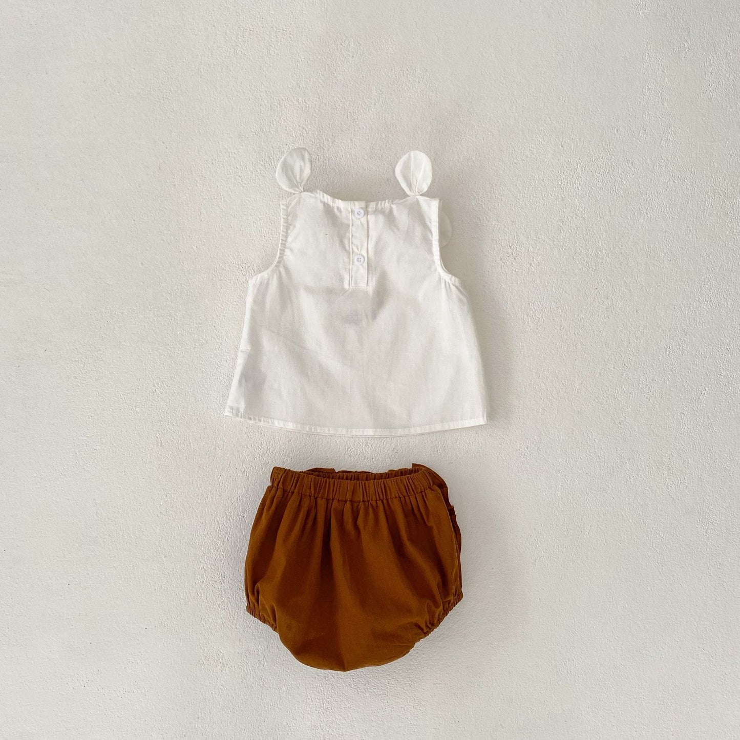 【BABY】夏新作 リボン刺繍ベスト&ショートパンツセットアップSK071608