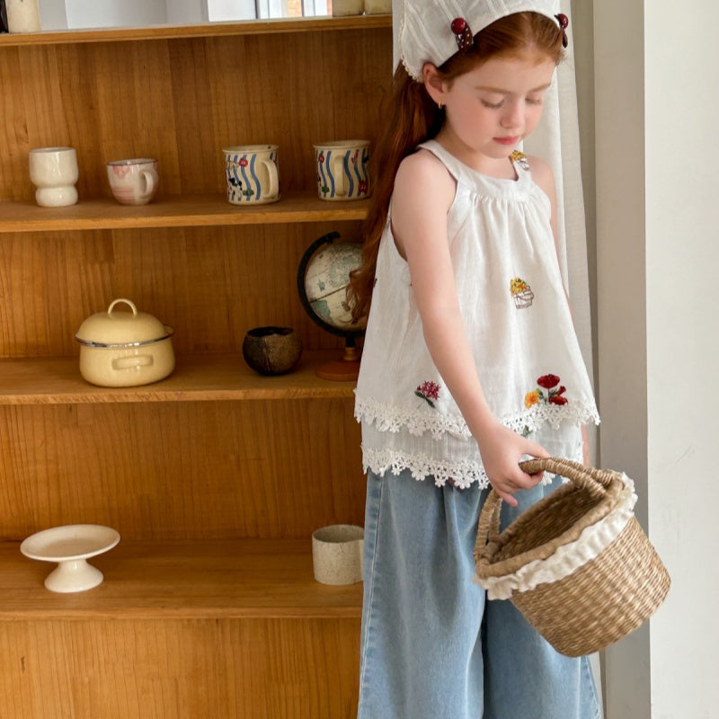 【BABY&KID】夏新作 刺繍ホルターネックタンクトップSK082319