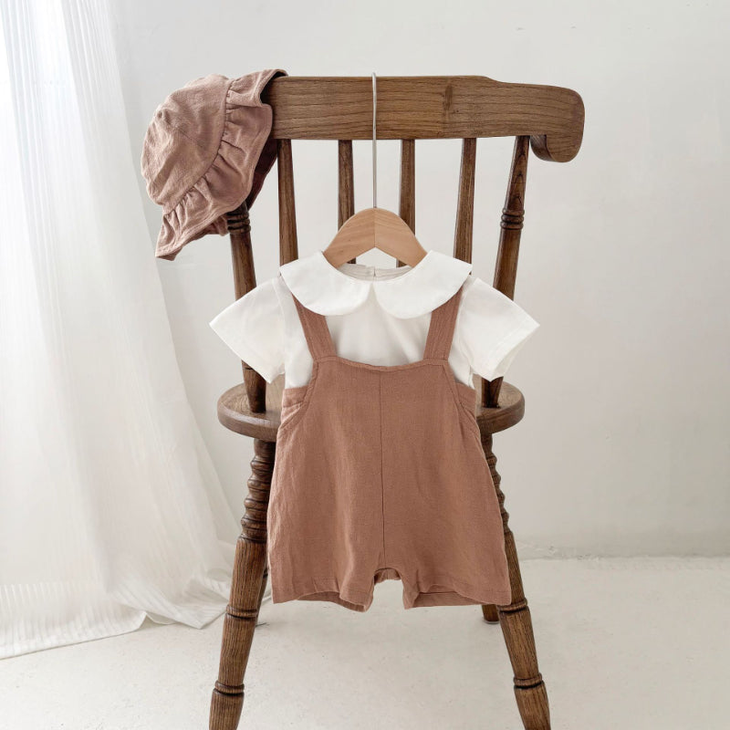 【BABY】夏新作 ナチュラル無地サロペット&帽子、TシャツSK072224