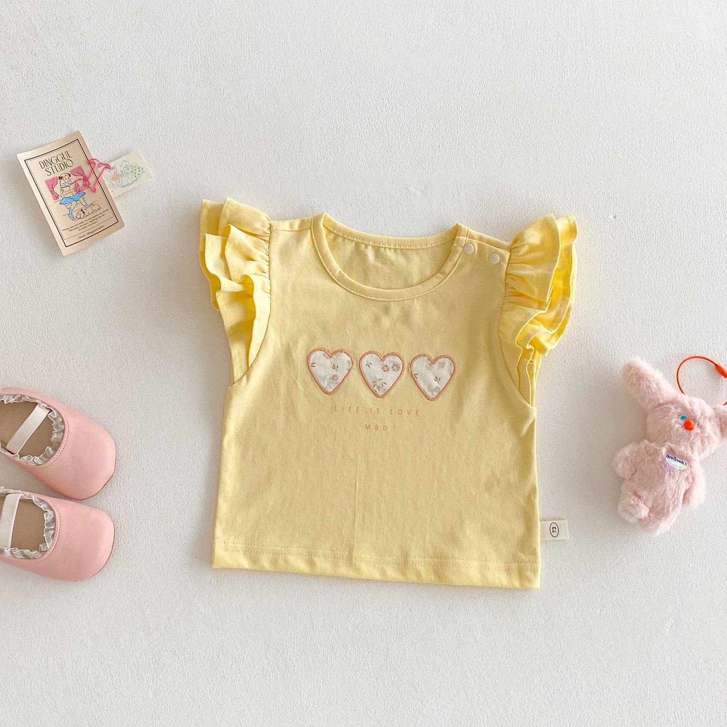 【BABY&KID】夏新作 フライングスリーブ花柄TシャツSKO71211