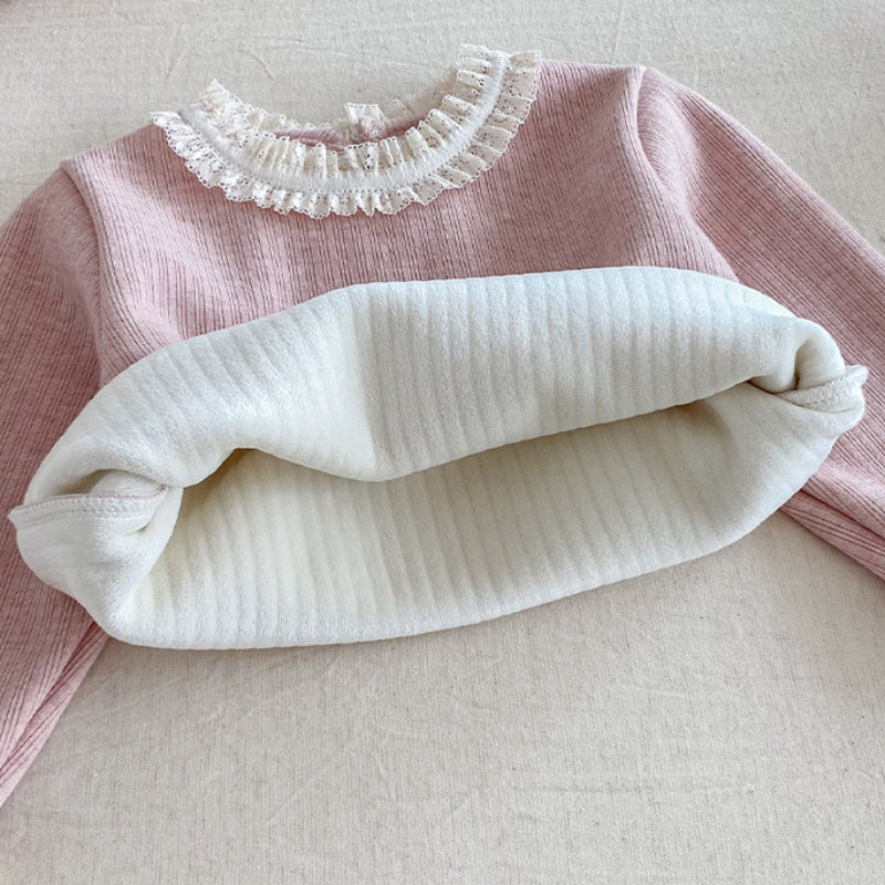 【BABY】冬新作カラフルハート裏起毛ロンパース、レースリブインナーSK102212