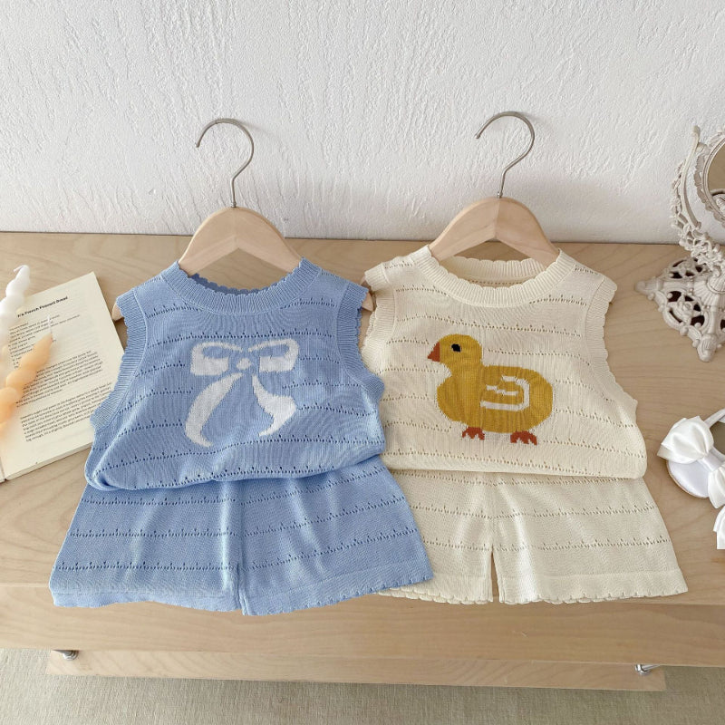 【BABY&KID】夏新作 カートゥーンニットノースリーブセットアップSK072007