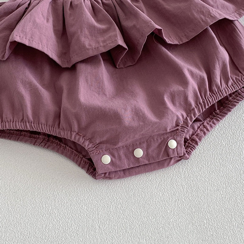 【BABY】夏新作フリル襟小花柄ブラウス&サロペットロンパースSK104508