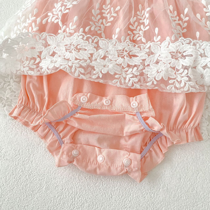 【BABY】夏新作 刺繍ソフトチュールロンパースSK081605