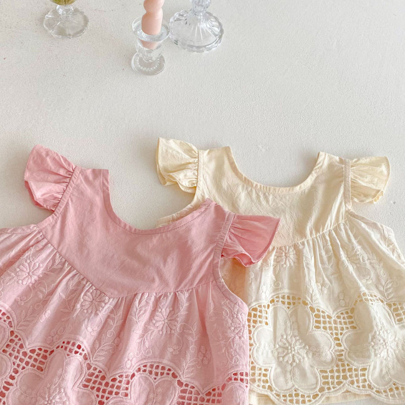 【BABY】夏新作 刺繍フリル袖セットアップSK080601