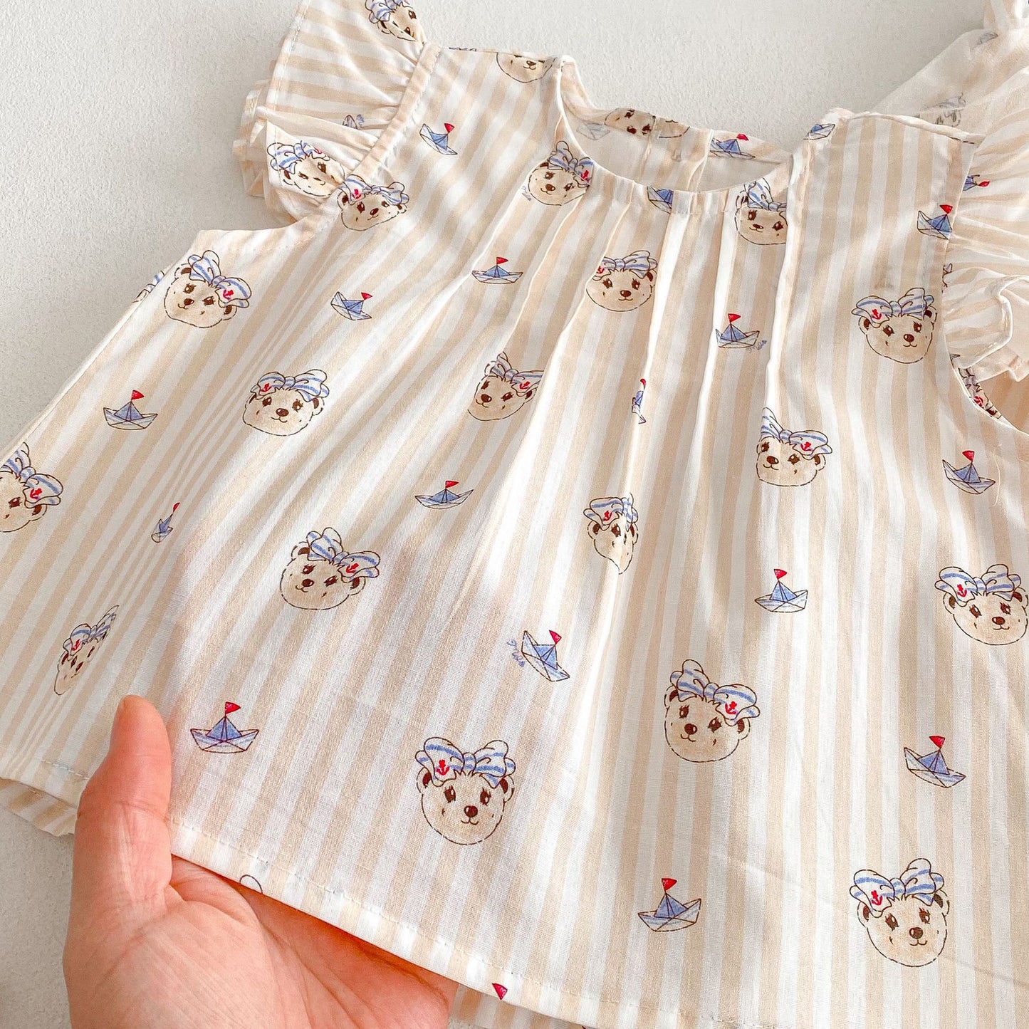 【BABY&KID】夏新作 ベア柄フリルワンピース、セットアップSK061604