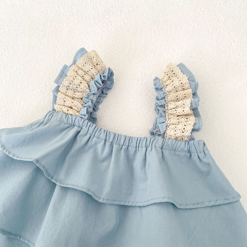 【BABY&KID】夏新作 無地レースキャミセットアップSK071925