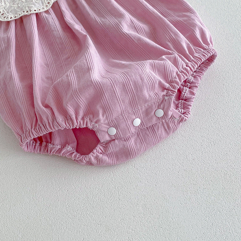 【姉妹服】夏新作 レース刺繍襟ロンパース、ワンピースSK081627
