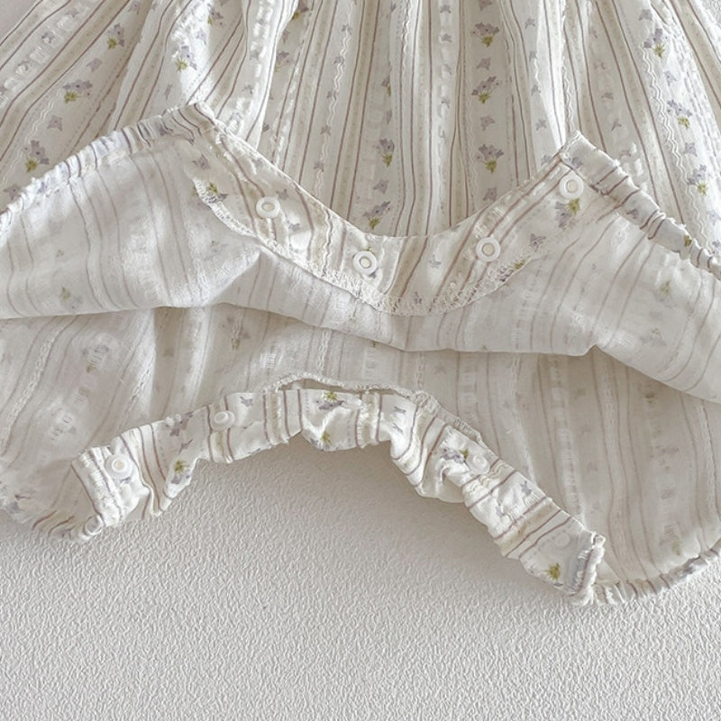 【BABY】夏新作フリルスリーブTシャツ&小花柄サロペットSK104502