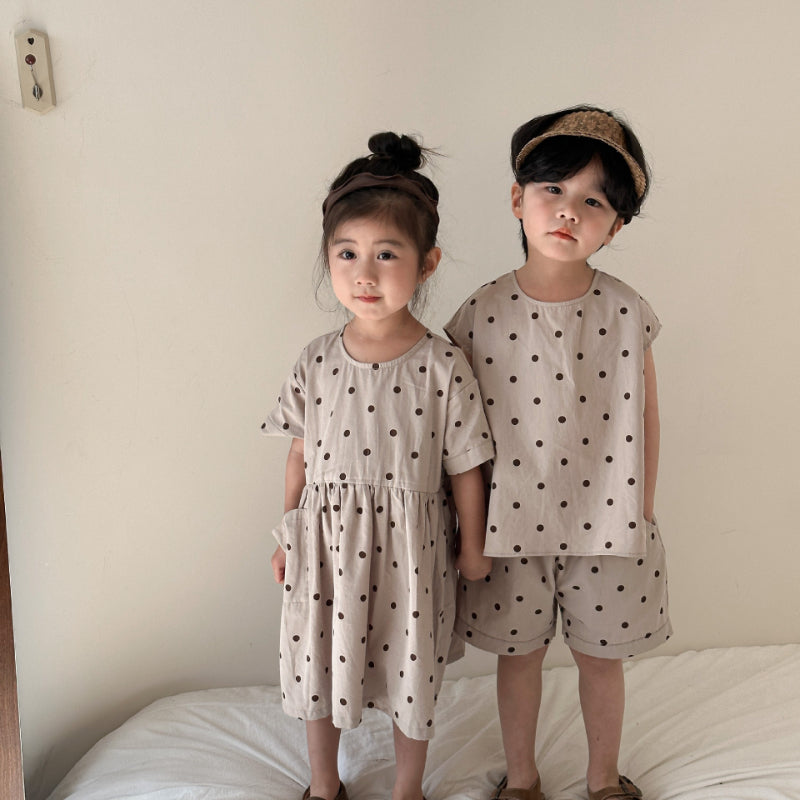 【BABY&KID】夏新作 ノースリーブドットセットアップ、ワンピースSK072109
