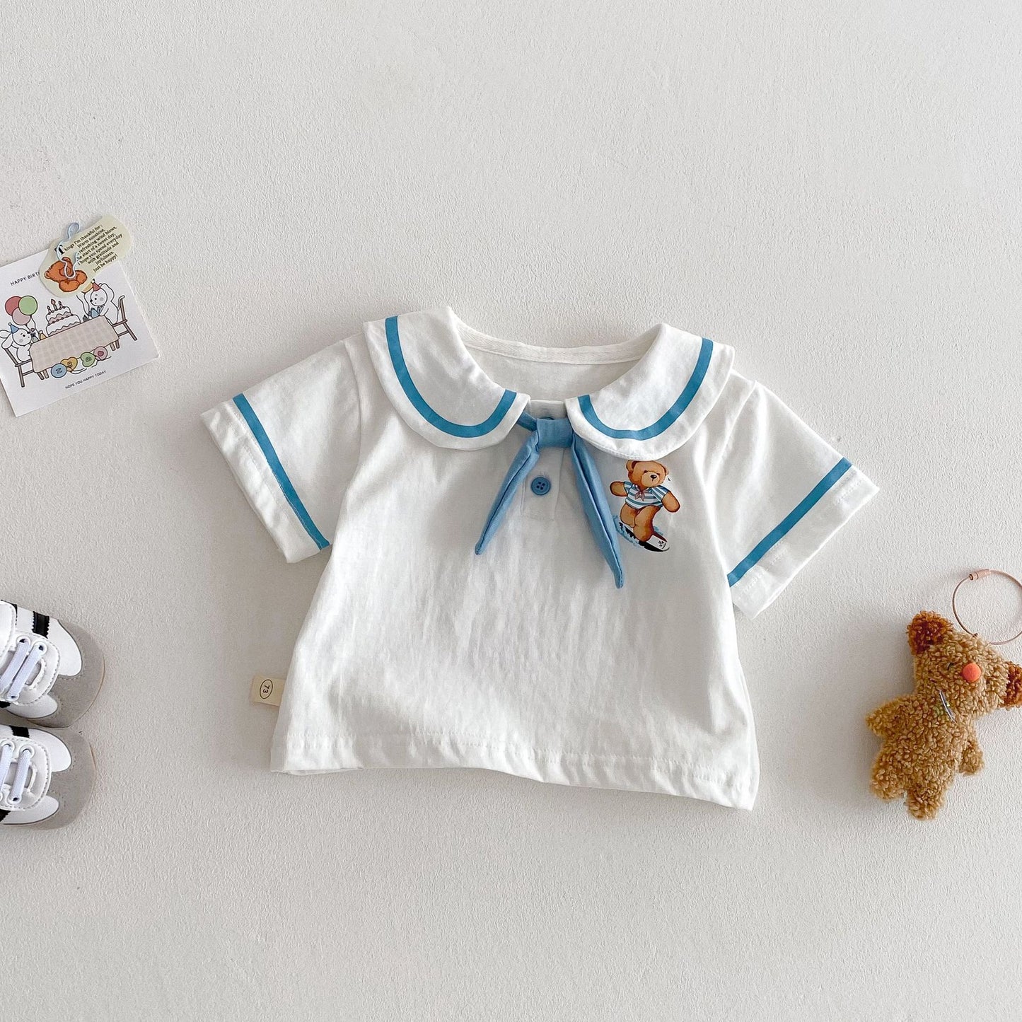 【BABY&KID】夏新作 クマ柄セーラー風セットアップSK061808