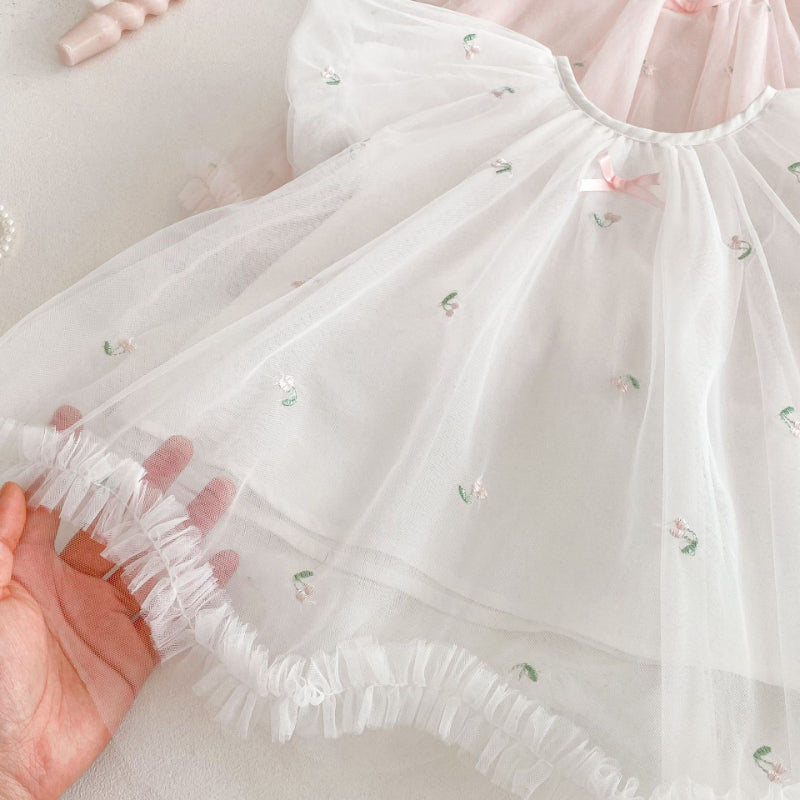 【BABY&KID】夏新作 メッシュ刺繍ワンピースSK070512