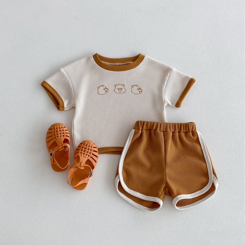 【BABY】夏新作 ワッフルくまセットアップSK091605