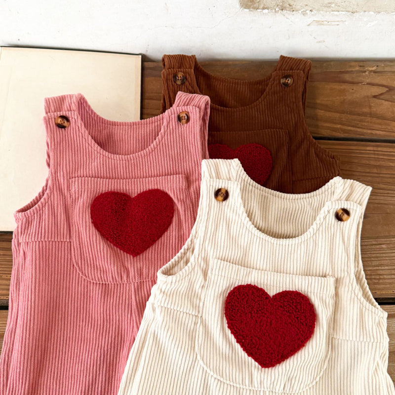【BABY】コーデュロイハート刺繍サロペットSK100819