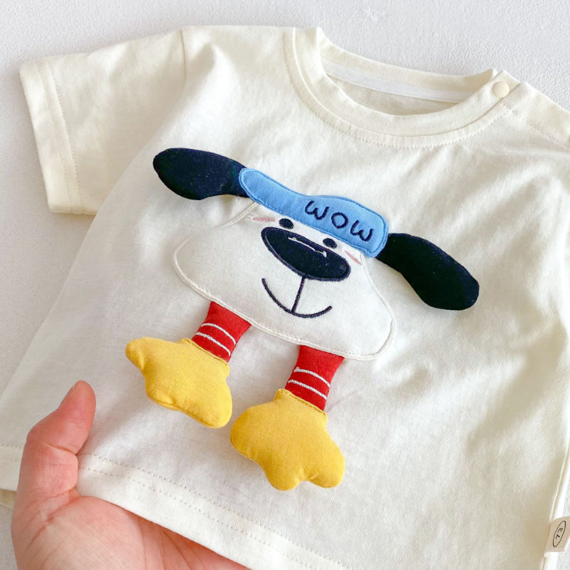 【BABY&KID】夏新作 可愛いドッグロゴTシャツ、ストライプのショートパンツSKO71208