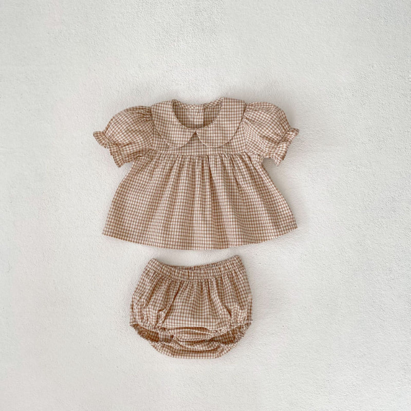 【BABY】夏新作 フラワー、チェックセットアップSK071920