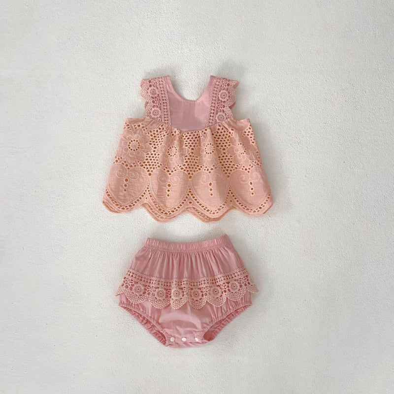 【BABY】夏新作 アイレットフラワー&ハートセットアップSK010229