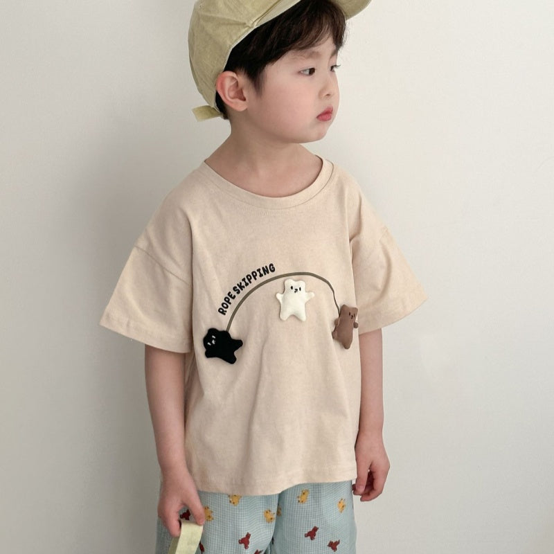 【BABY&KID】夏新作 三匹の小さなクマ半袖TシャツSK072101