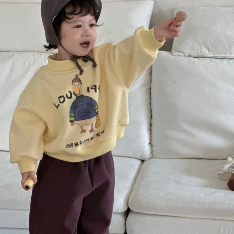 【BABY&KID】アヒル柄厚手スウェット、裏起毛パンツSK102134