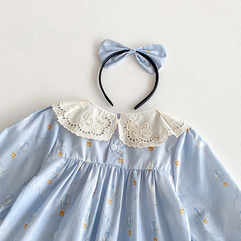 【姉妹服】バルーン刺繍襟ロンパース、ワンピースSK101116