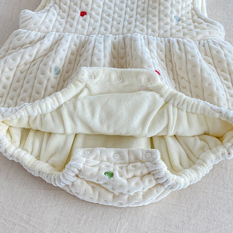【BABY】冬新作カラフルハート裏起毛ロンパース、レースリブインナーSK102212