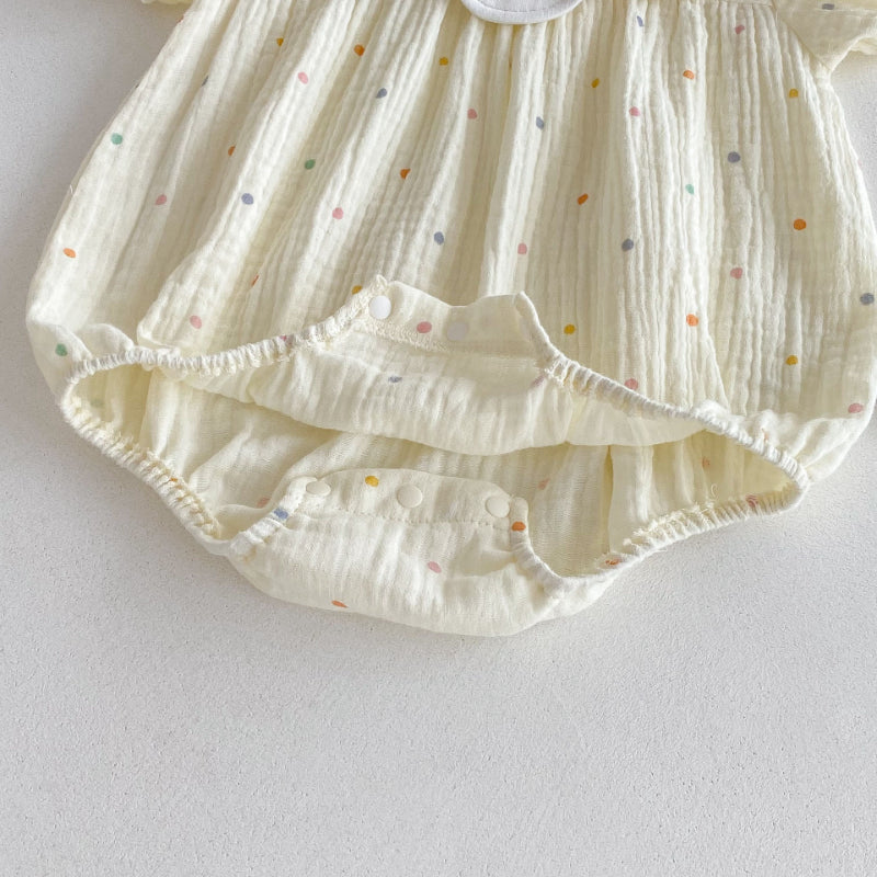 【BABY】夏新作 うさぎ刺繍ドットロンパースSK092606