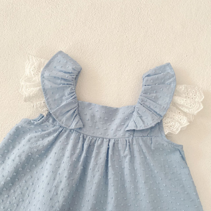 【BABY&KID】夏新作 レースフリル袖セットアップSK071923