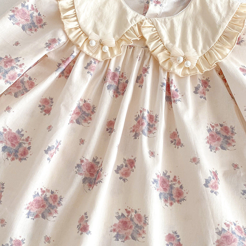 【姉妹服】フリル襟花柄ロンパース、ワンピースSK101132