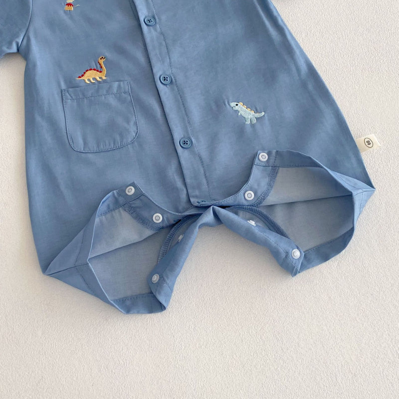 【BABY】夏新作 韓国風恐竜刺繍ロンパースSK070105