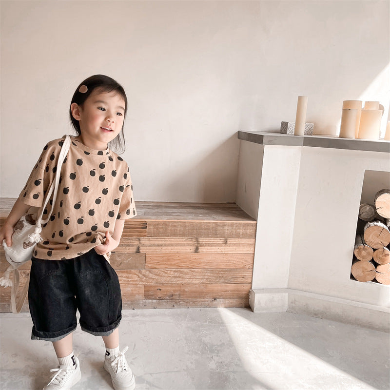 【BABY&KID】夏新作 りんご総柄TシャツSK091609