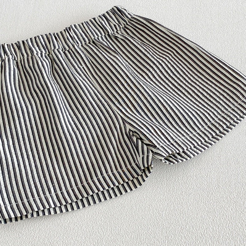 【BABY】夏新作カートゥーンワッペンTシャツ、ストライプショートパンツSK104808