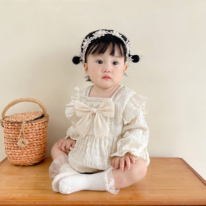 【BABY】春新作お姫様レースリボン付きロンパースSK11320