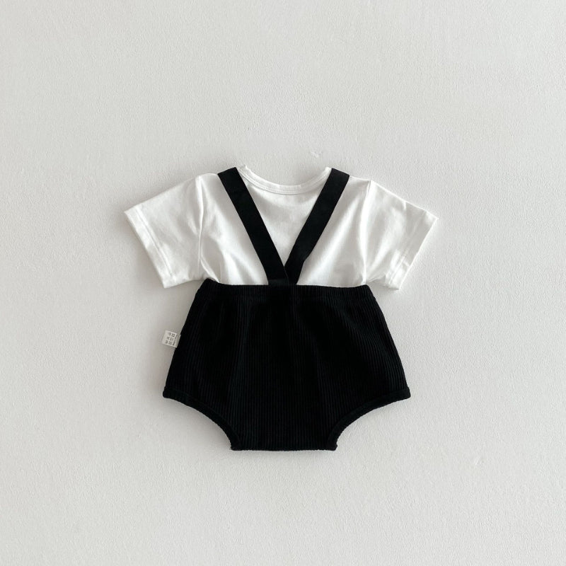 【BABY】夏新作 ブラックカジュアルサロペット、TシャツSK062604