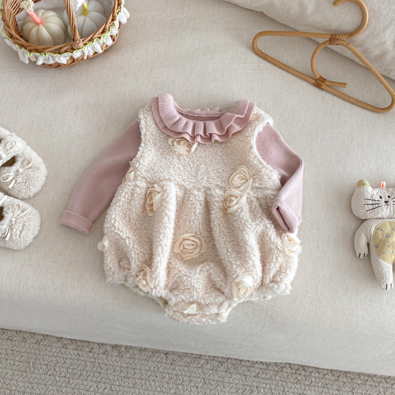【BABY】冬新作立体フラワーロンパースSK102512