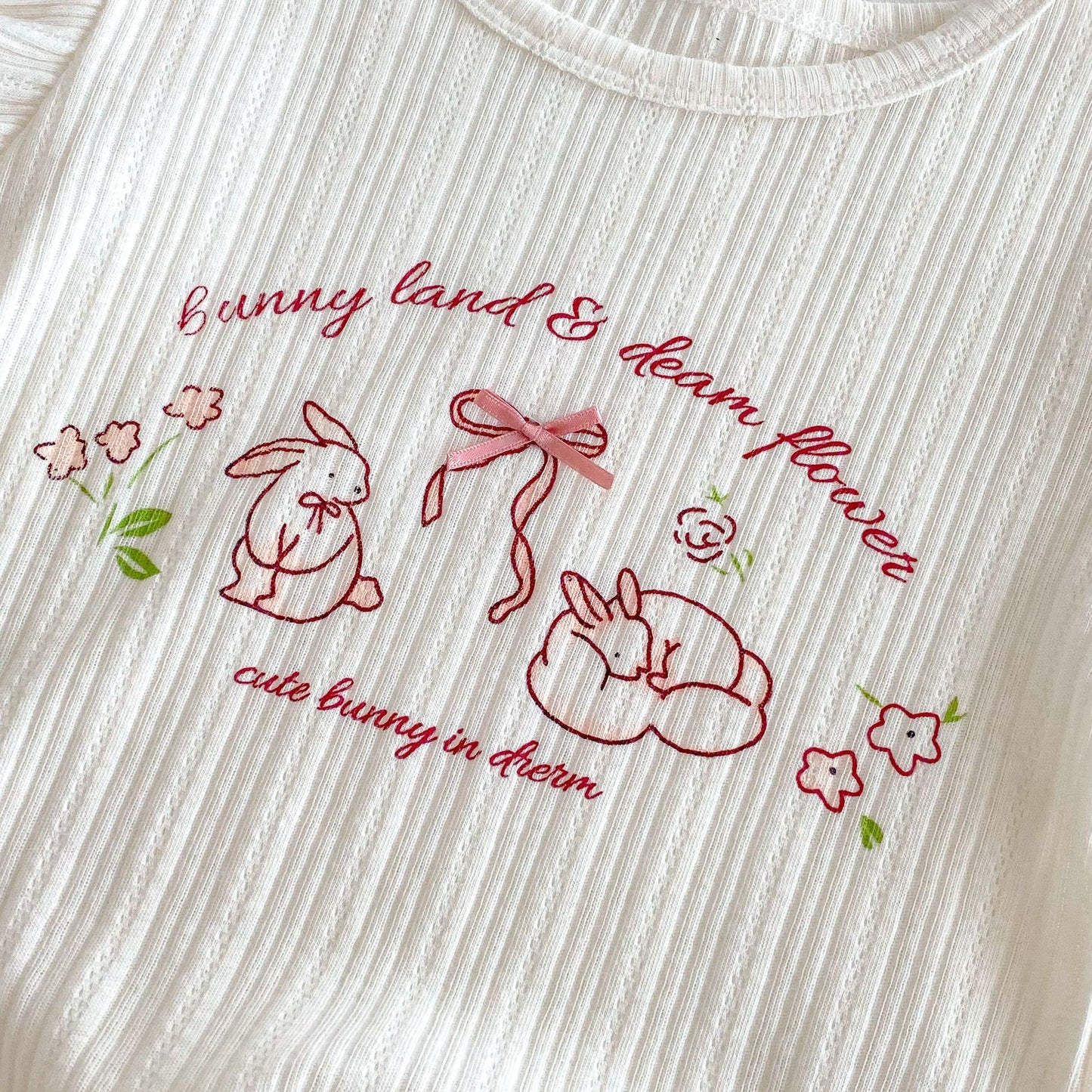 【BABY&KID】夏新作 うさぎプリントトップス、チェックショートパンツSKO71218