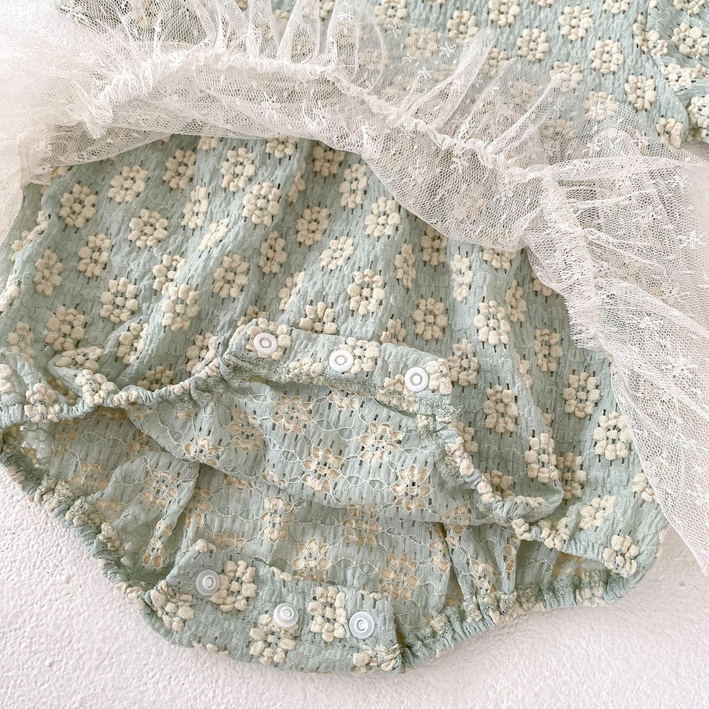 【BABY】夏新作 フラワー刺繡ワンピース風ロンパースSK063104
